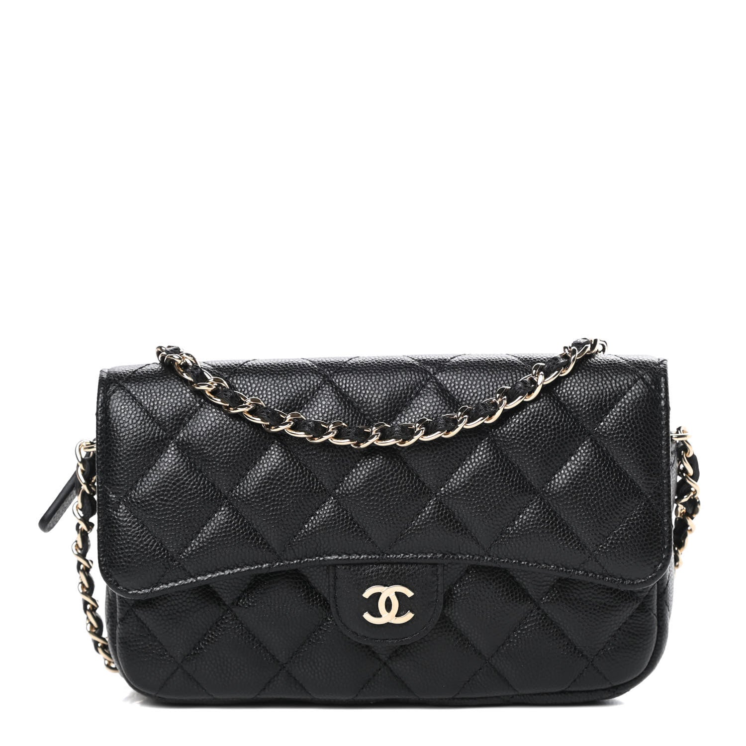 Chanel Caviar Quilted Flap Phone Holder With Chain Black 1 of 13