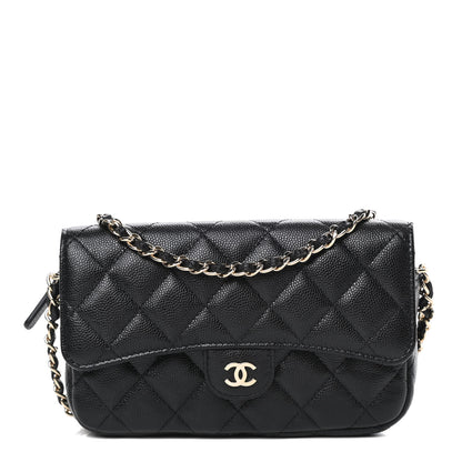 Chanel Caviar Quilted Flap Phone Holder With Chain Black 1 of 13