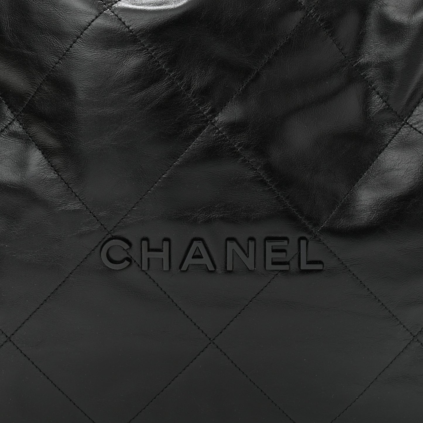 Shiny Calfskin Quilted Large Chanel 22 So Black