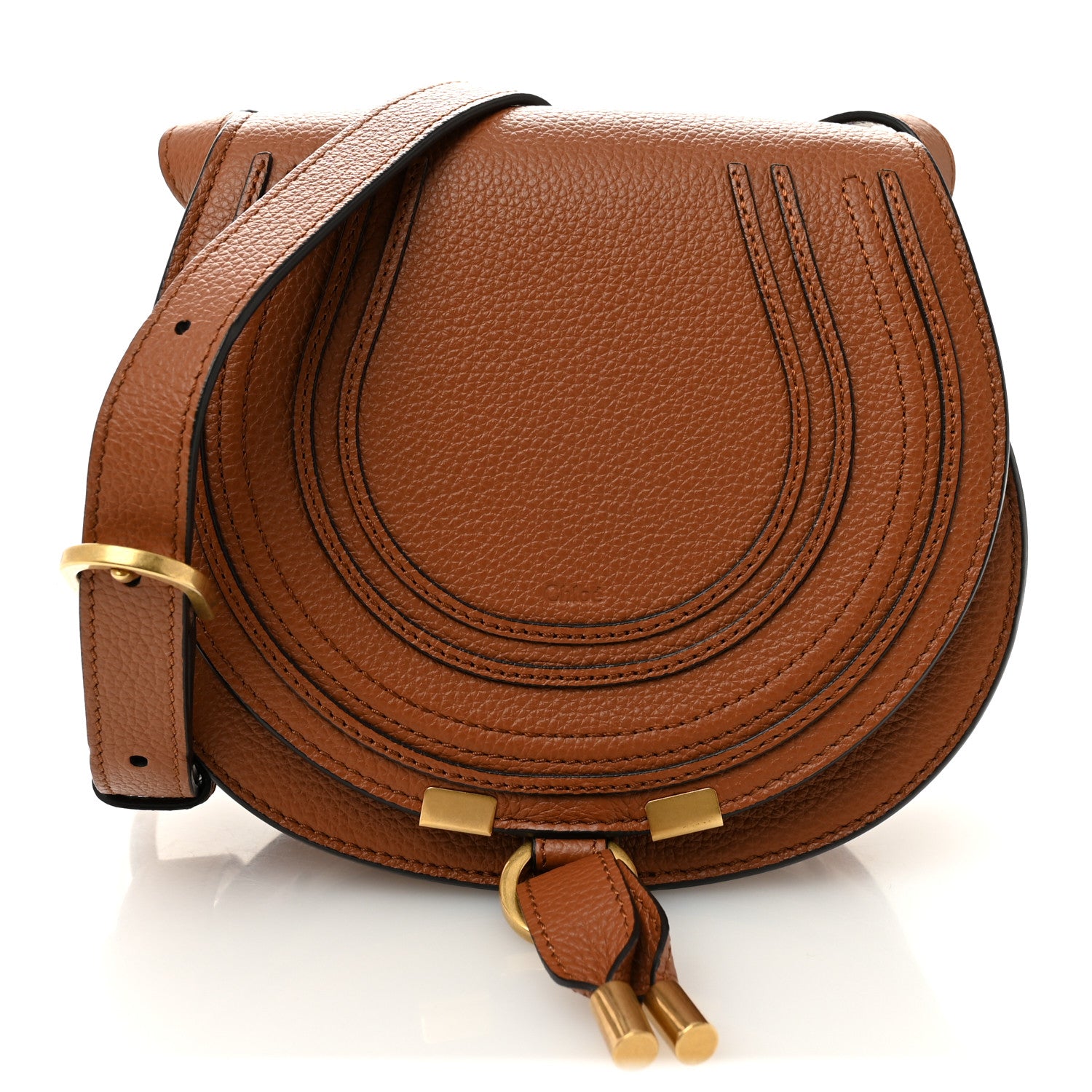 Chloe Calfskin Mini Marcie Round Crossbody Bag Tan 1 of 10
