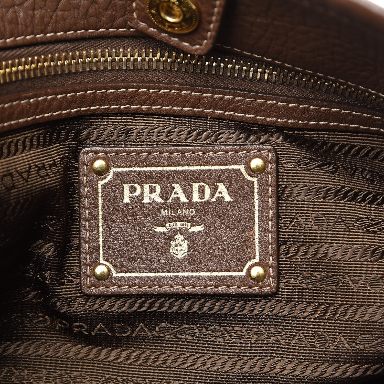 Prada Tessuto Nylon Soft Calf Small Tote Bruciato 6 of 14