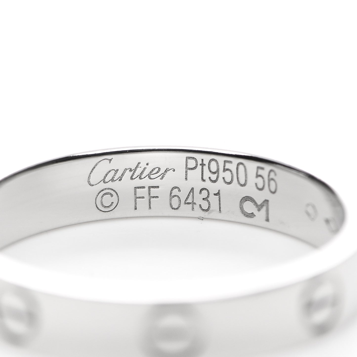 Platinum 3.5mm LOVE Wedding Band Ring 56 7.5