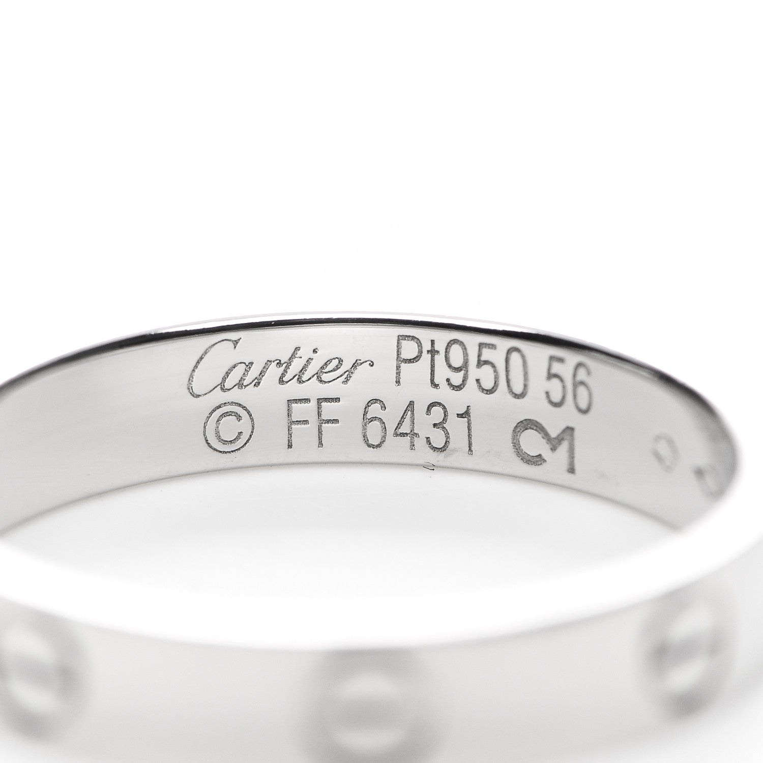 Cartier Platinum 3.5mm LOVE Wedding Band Ring 56 7.5 4 of 4