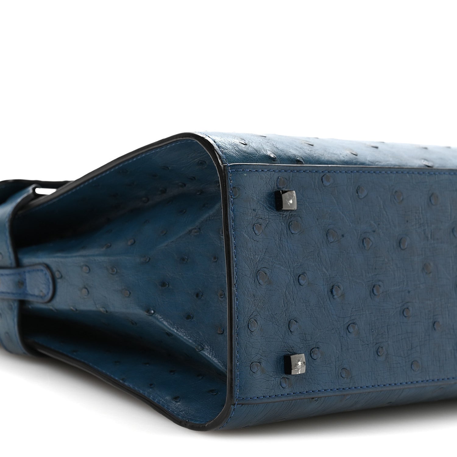 Delvaux Ostrich GM Tempete Satchel Bleu De Presse 8 of 9