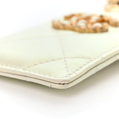 Chanel Iridescent Calfskin Quilted Chanel 19 Card Holder On Chain White 11 of 12