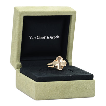 Van Cleef & Arpels 18K Yellow Gold Guilloche Vintage Alhambra Ring 52 6 5 of 5