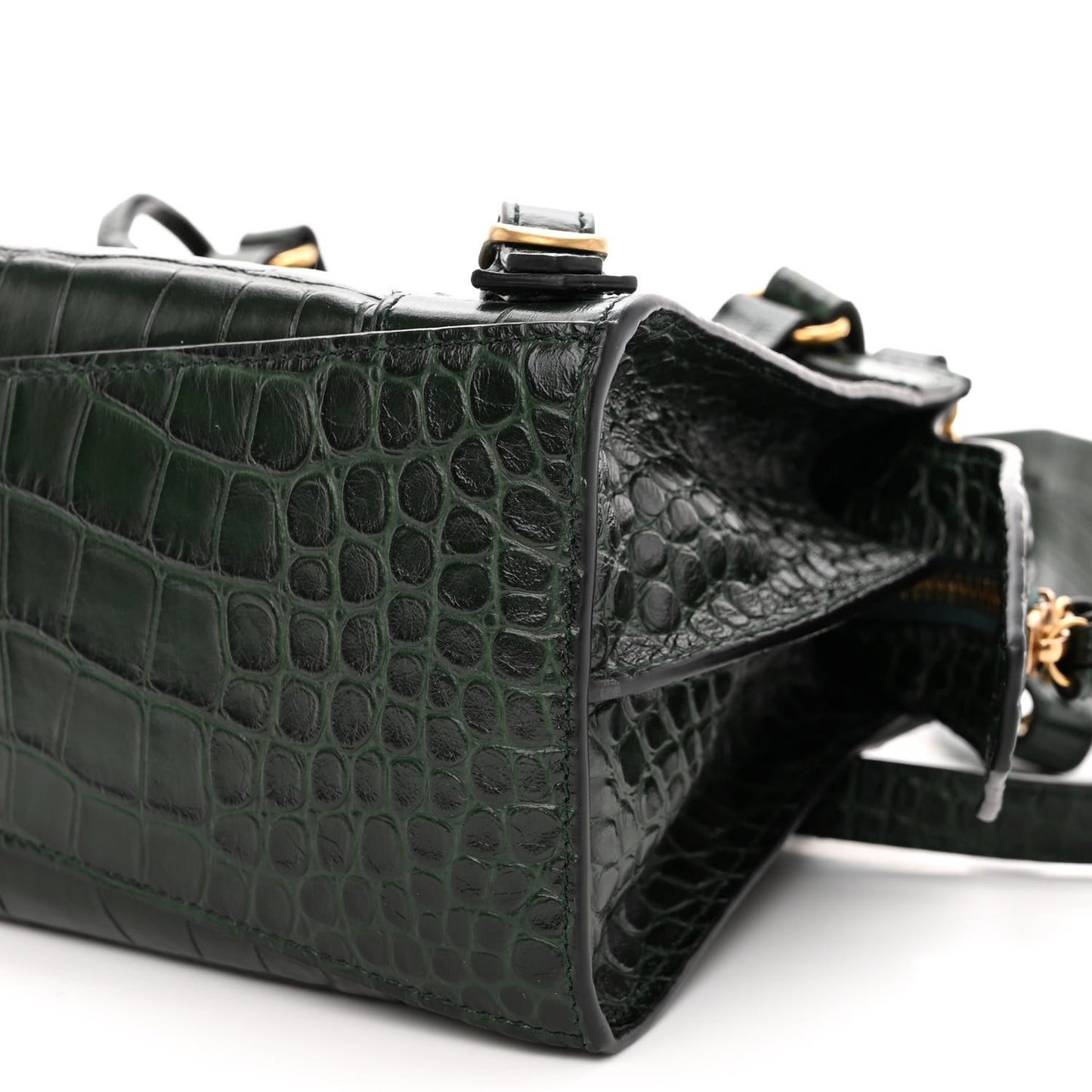 Extra Supple Calfskin Crocodile Embossed Neo Classic Hardware XS City Forest Green