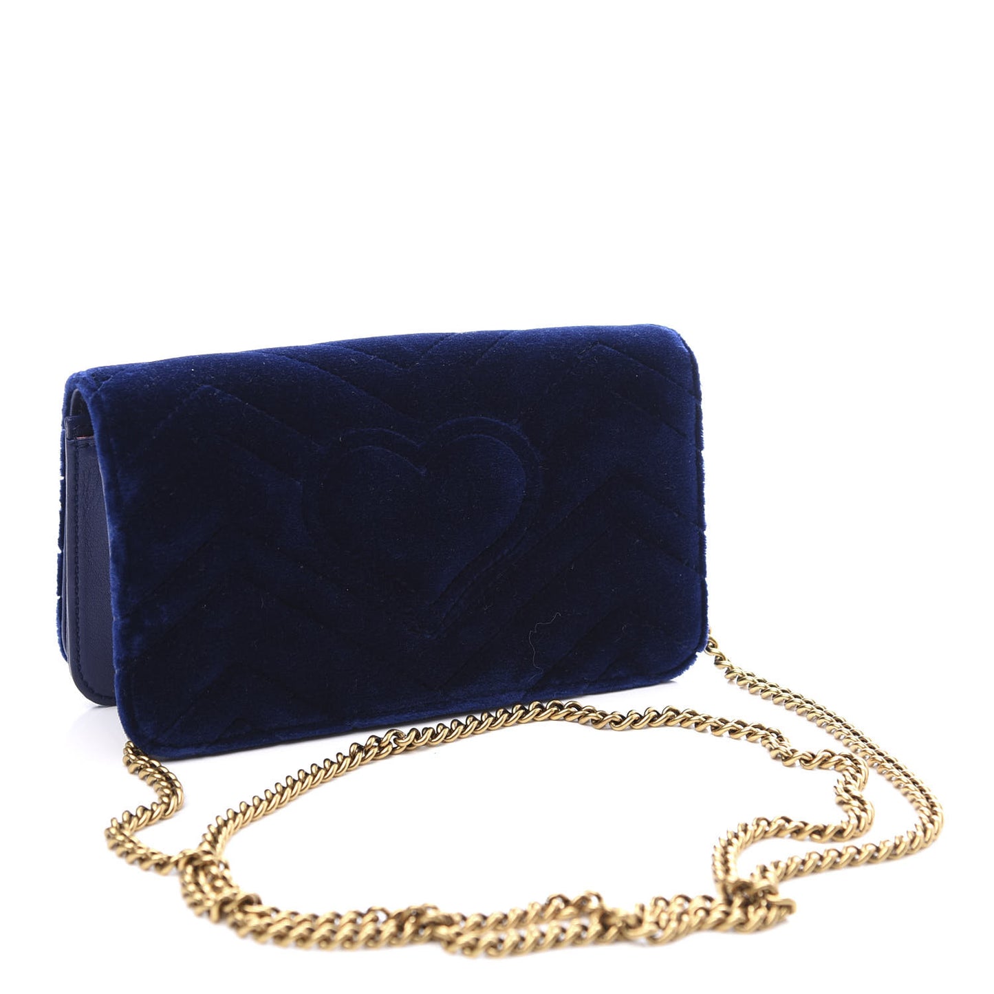 Velvet Matelasse GG Marmont Mini Bag Cobalt Blue