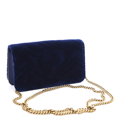 Gucci Velvet Matelasse GG Marmont Mini Bag Cobalt Blue 2 of 9