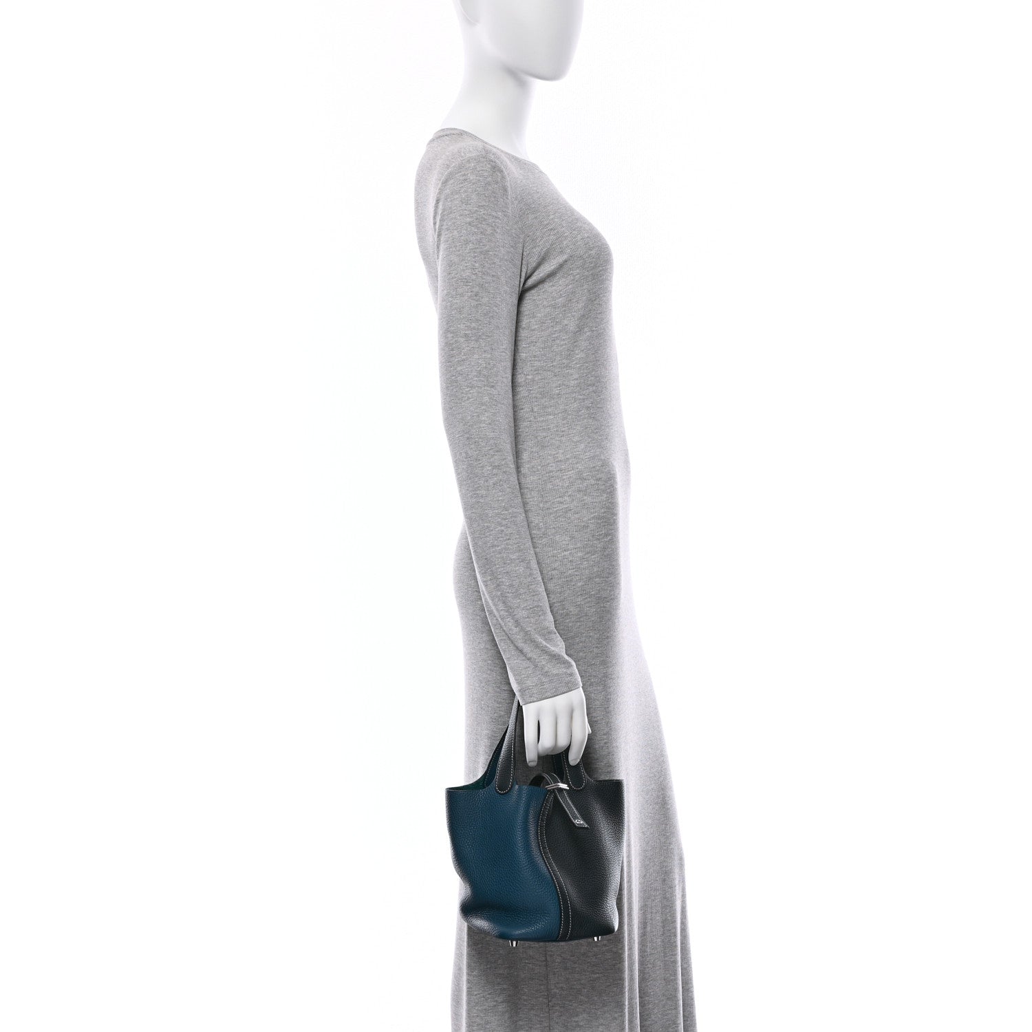 Hermes Taurillon Clemence Casaque Picotin Lock  18 MM Vert Bosphore Deep Bleu 2 of 10