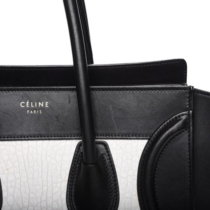 Celine Shrunken Lambskin Micro Bi-Color Luggage Black White 6 of 9
