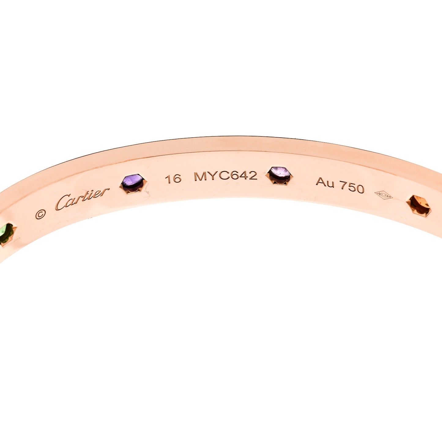 18K Pink Gold Sapphire Garnet Amethyst LOVE Bracelet 16