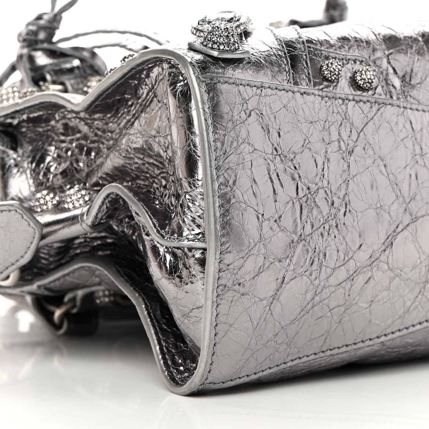 Agneau Arena Crystal Neo Cagole Handbag XS Silver