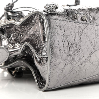 Balenciaga Agneau Arena Crystal Neo Cagole Handbag XS Silver 9 of 12