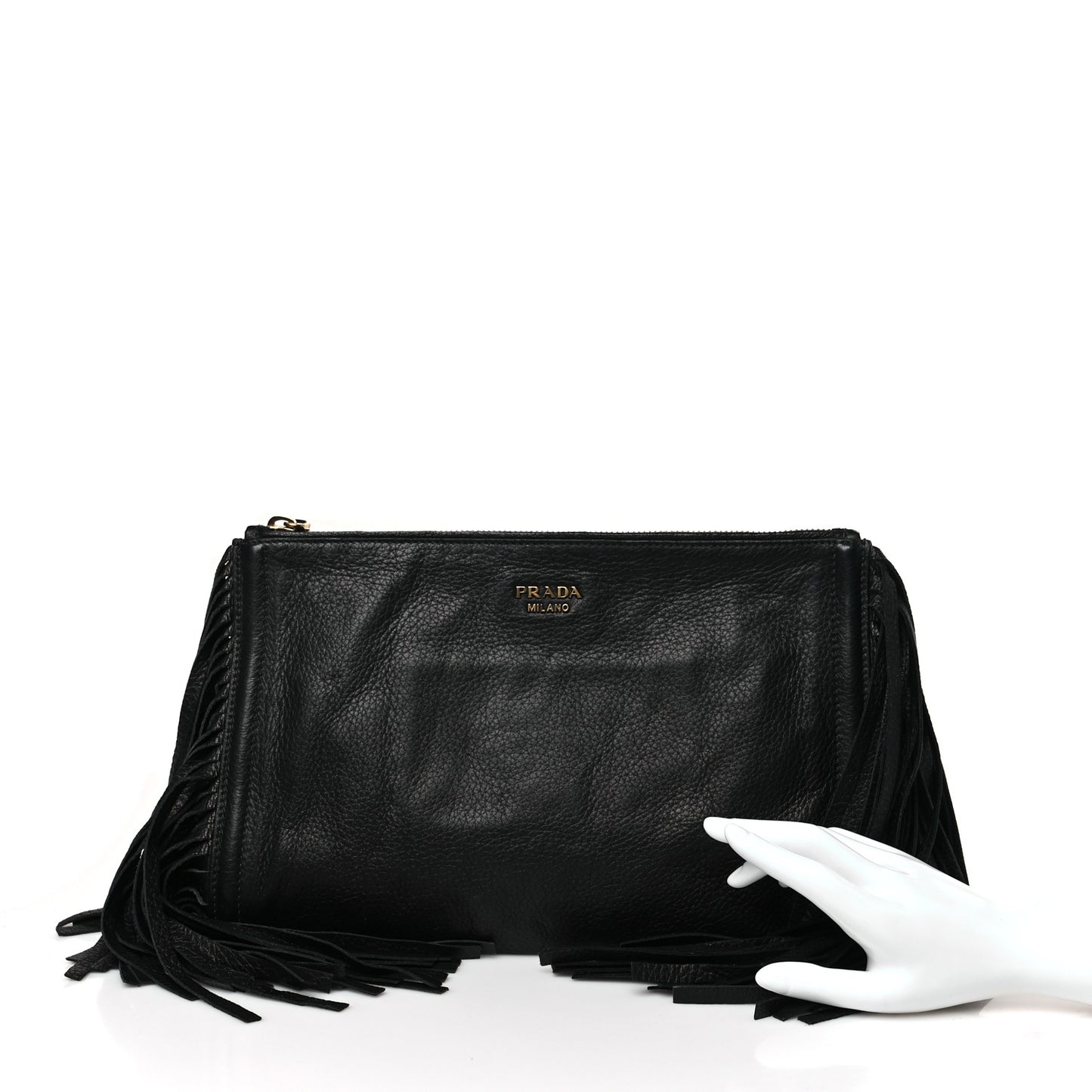 Cervo Deerskin Fringe Clutch Black