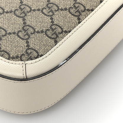 Gucci GG Supreme Monogram Web Mini Horsebit 1955 Shoulder Bag Beige Mystic White 10 of 11