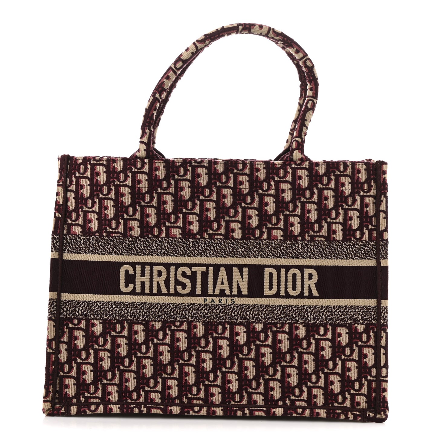 Oblique Medium Book Tote Burgundy Multicolor
