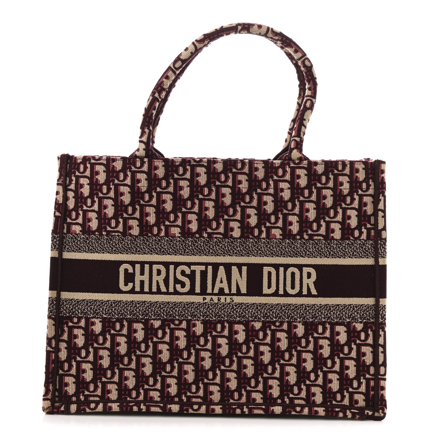 Christian Dior Oblique Medium Book Tote Burgundy Multicolor 1 of 14