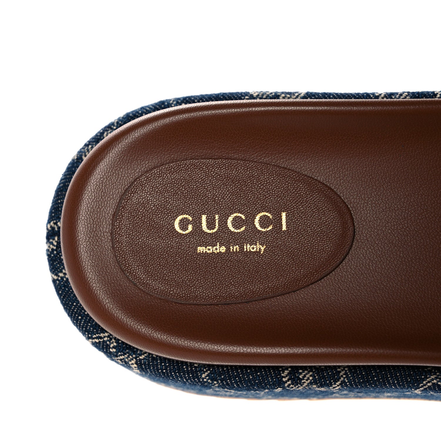 Gucci New Denim GG Monogram Angelina Platform 55mm Slide Sandals 38.5 Blue Tea 7 of 9