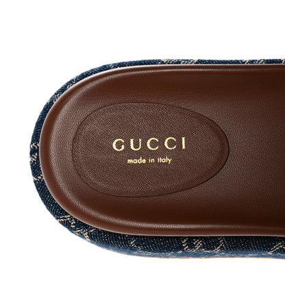Gucci New Denim GG Monogram Angelina Platform 55mm Slide Sandals 38.5 Blue Tea 7 of 9