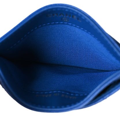 Chanel Caviar Quilted Studded CC Card Holder Blue 5 of 9