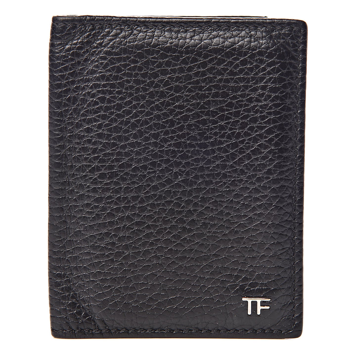 Grained Calfskin Bi-Fold Card Holder Black