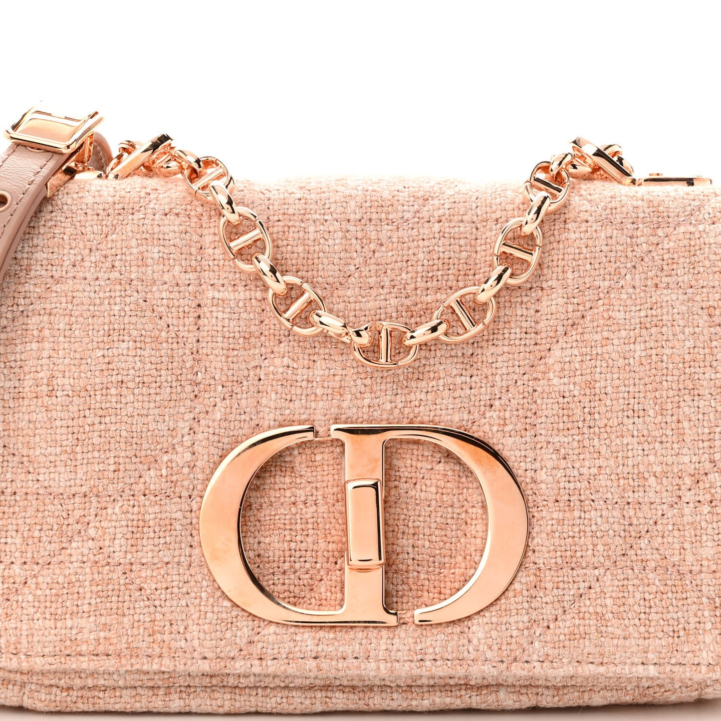 Linen Macrocannage Small Caro Bag Rose