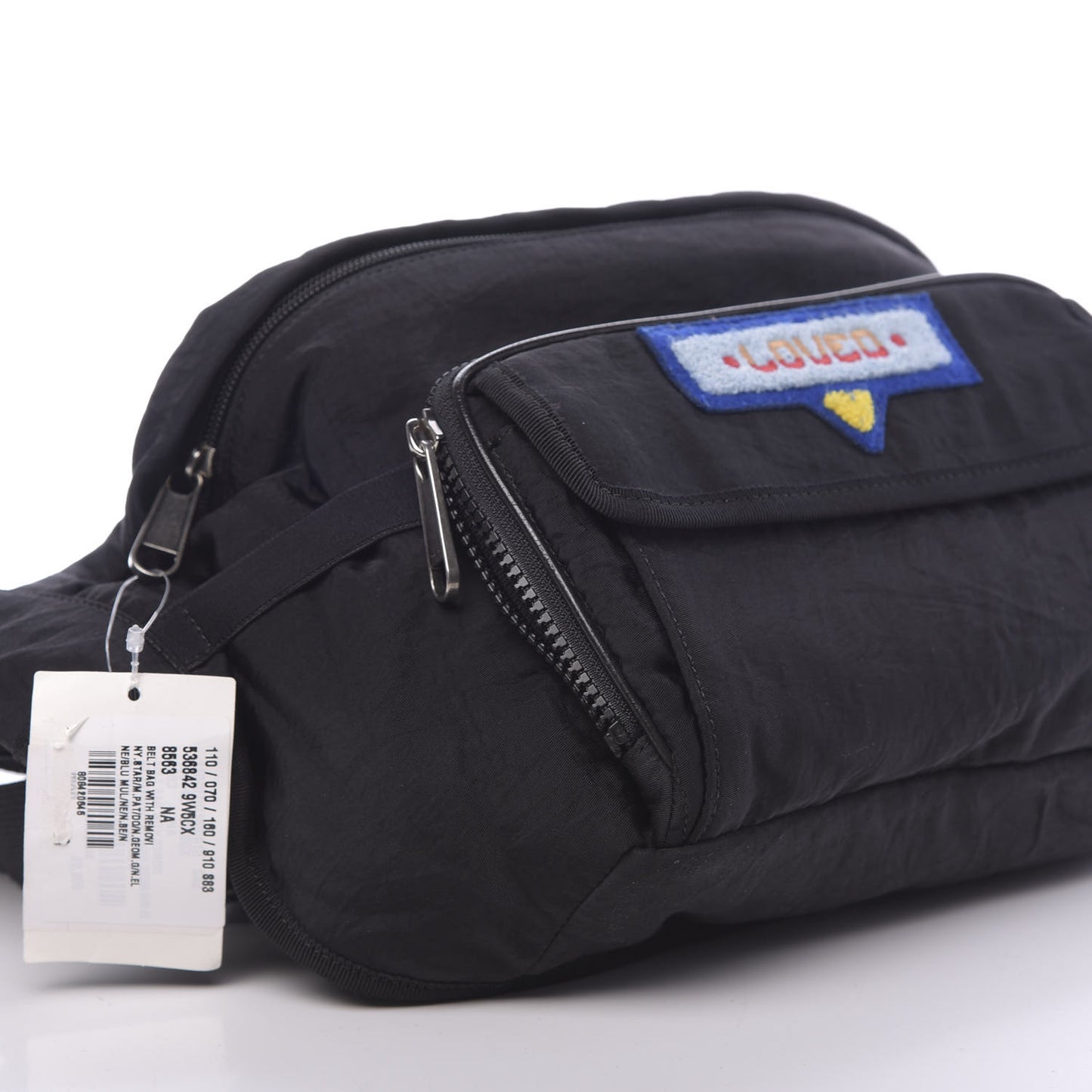 Nylon 80s Logo Patch Belt Bag Black
