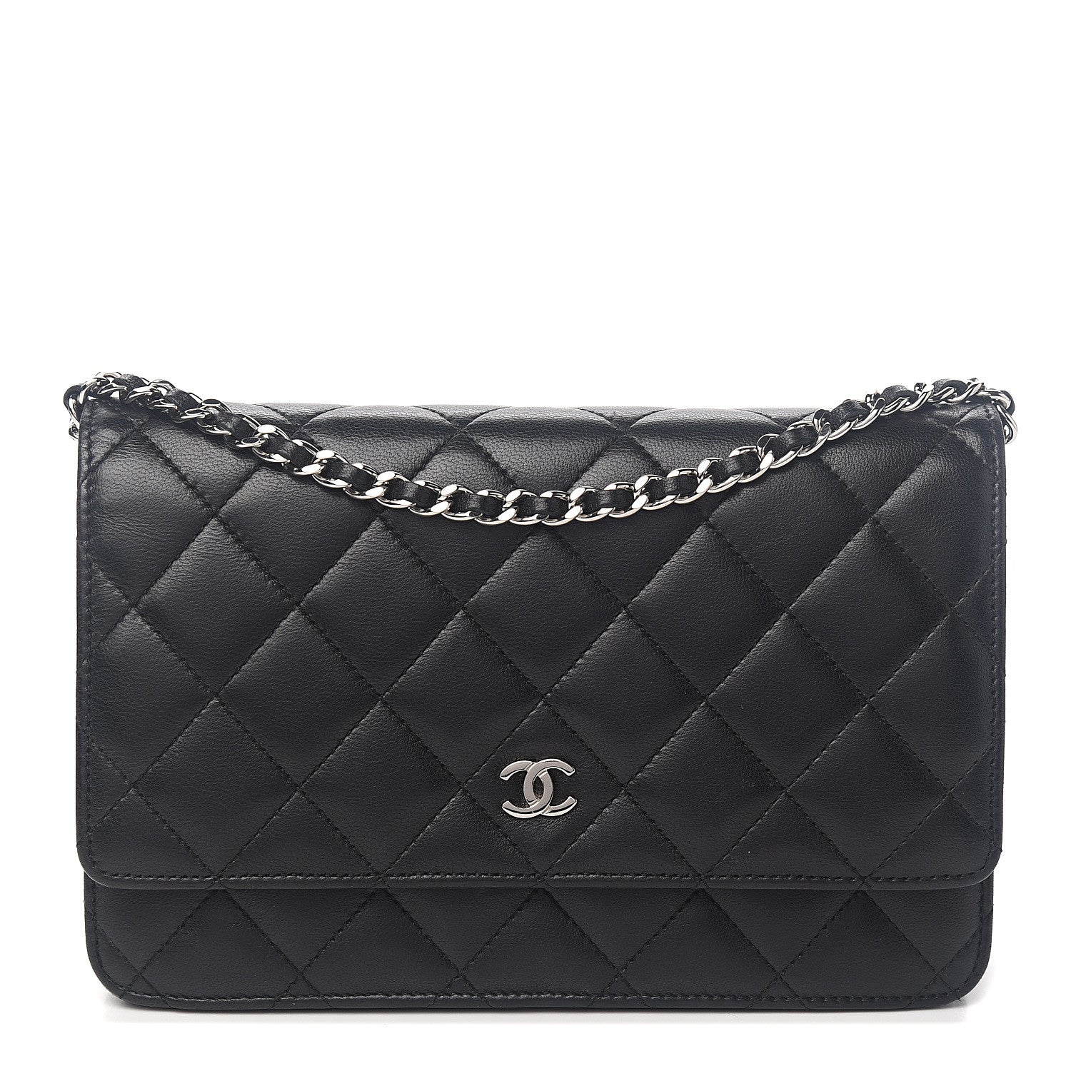 Chanel Lambskin Quilted Wallet On Chain WOC Black 1 of 10