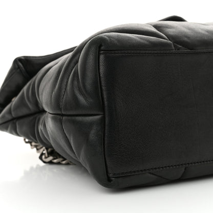 Saint Laurent Lambskin Quilted Medium Loulou Puffer Monogram Chain Satchel Black 9 of 13
