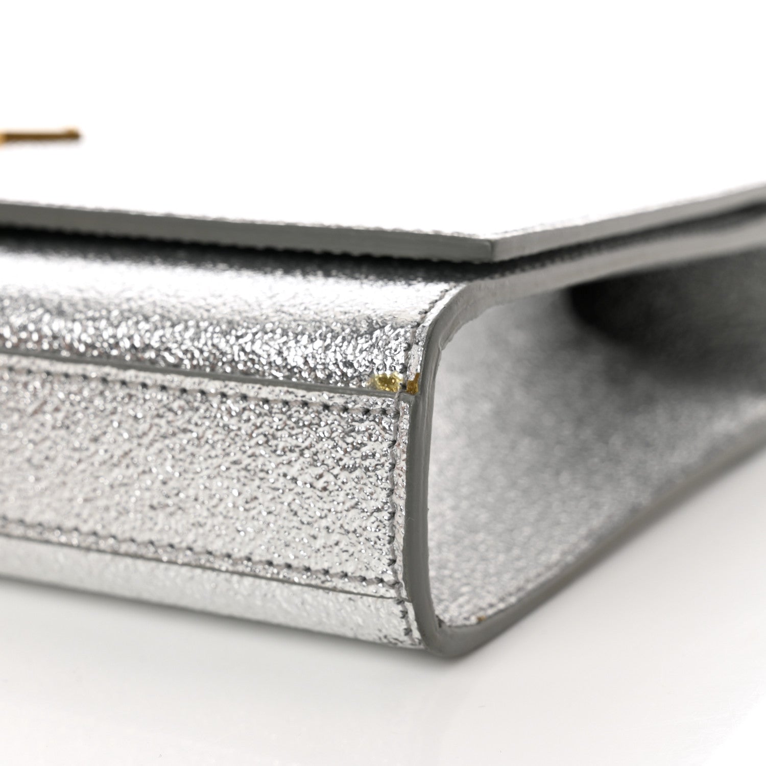 Saint Laurent Textured Metallic Calfskin Classic Monogram Cassandre Clutch Silver 8 of 10