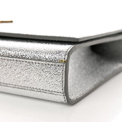 Saint Laurent Textured Metallic Calfskin Classic Monogram Cassandre Clutch Silver 8 of 10