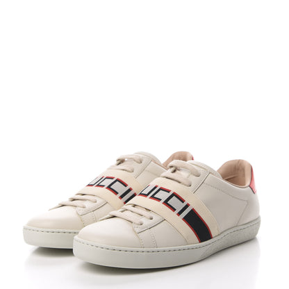 Gucci Calfskin Stripe Womens New Ace Sneakers 37 New Mystic White Ecru Red Flame 3 of 8