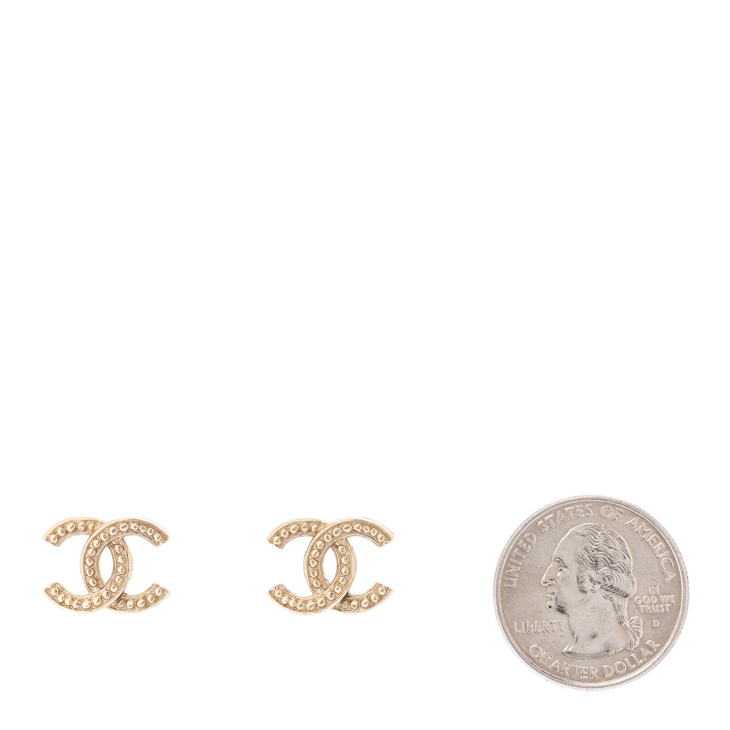 Chanel Studded CC Earrings Gold 2 of 5
