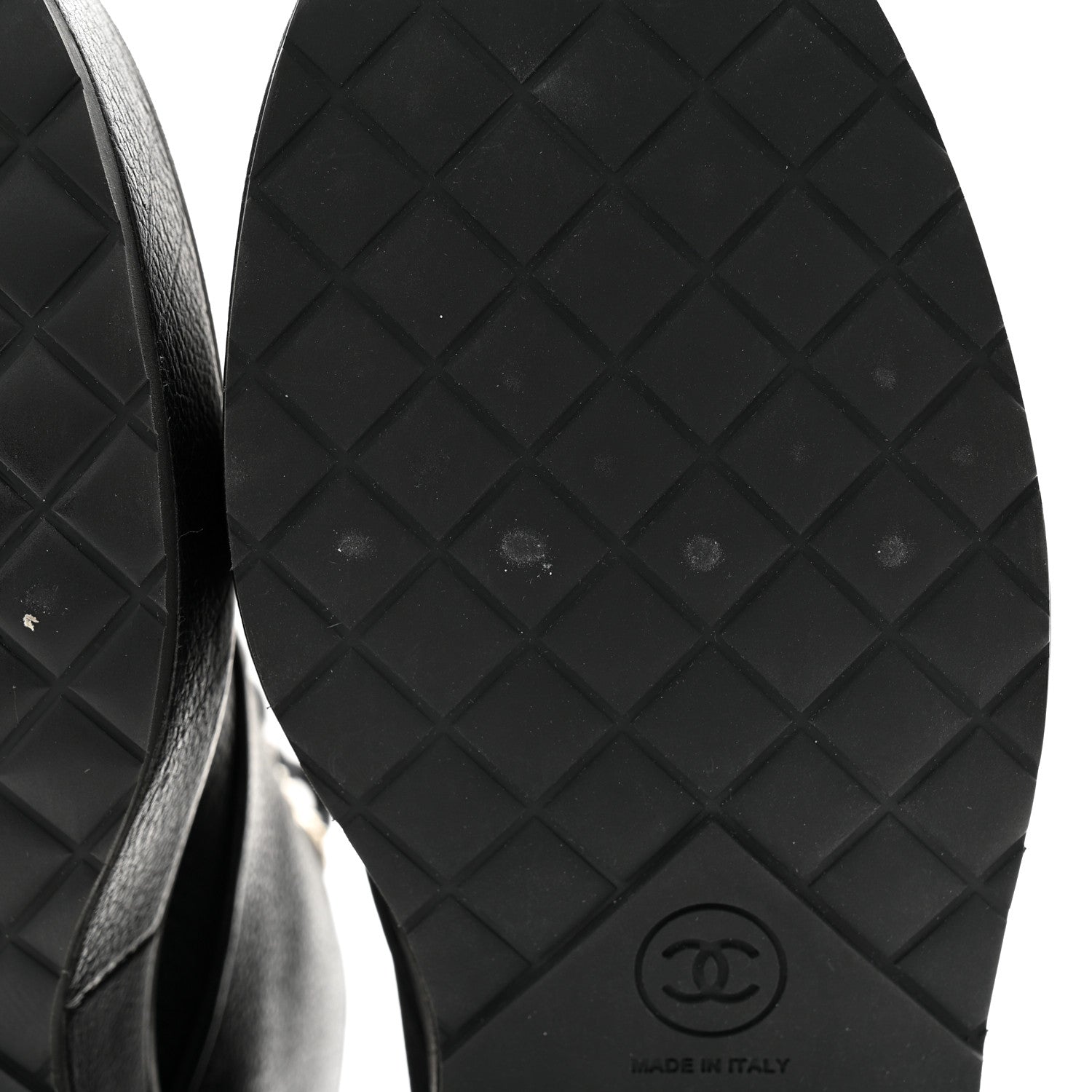 Chanel Buffalo Pearl Lace Up CC Combat Short Boots 38 Black 9 of 10