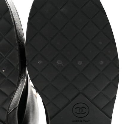 Chanel Buffalo Pearl Lace Up CC Combat Short Boots 38 Black 9 of 10