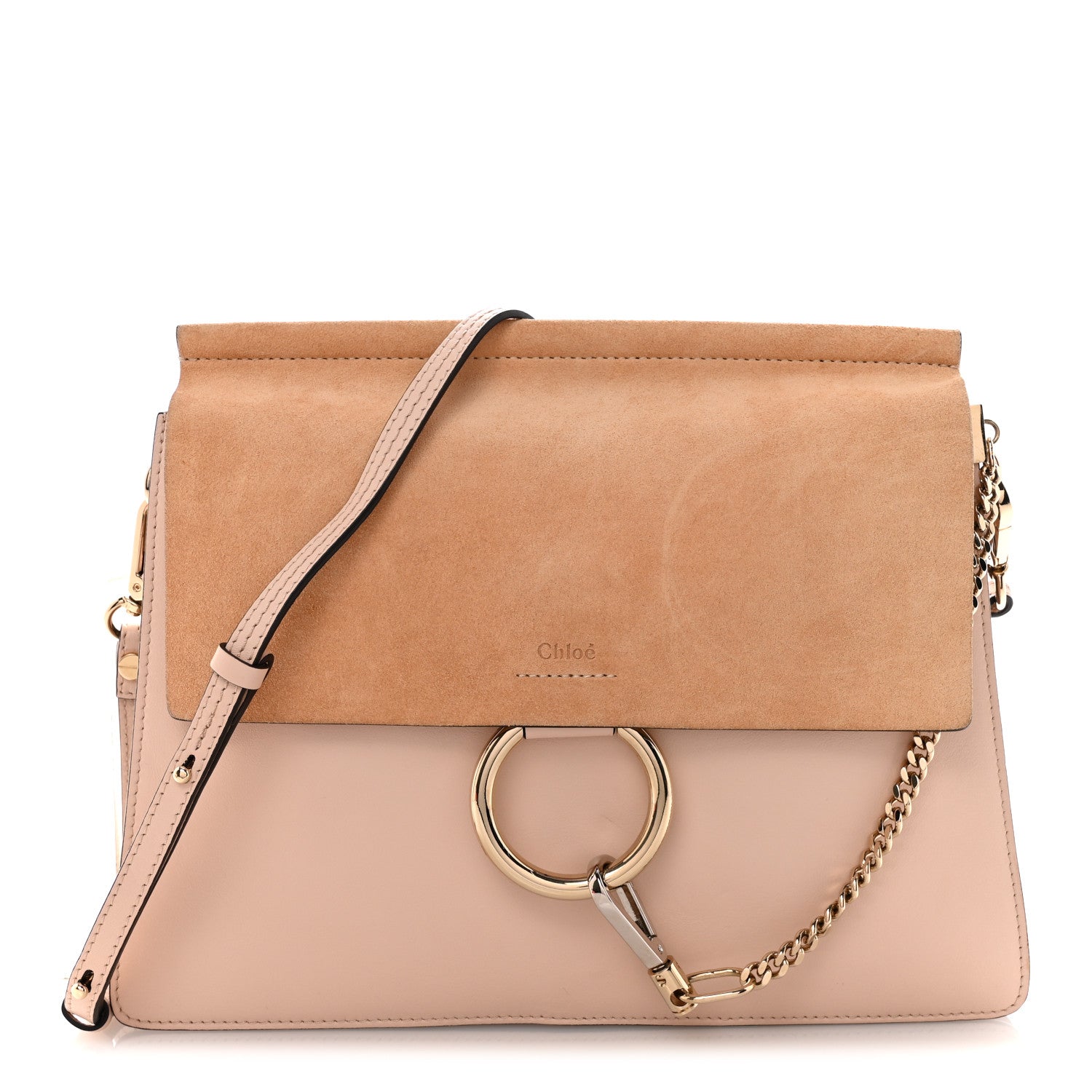 Chloe Calfskin Suede Medium Faye Shoulder Bag  Cement Pink 1 of 12