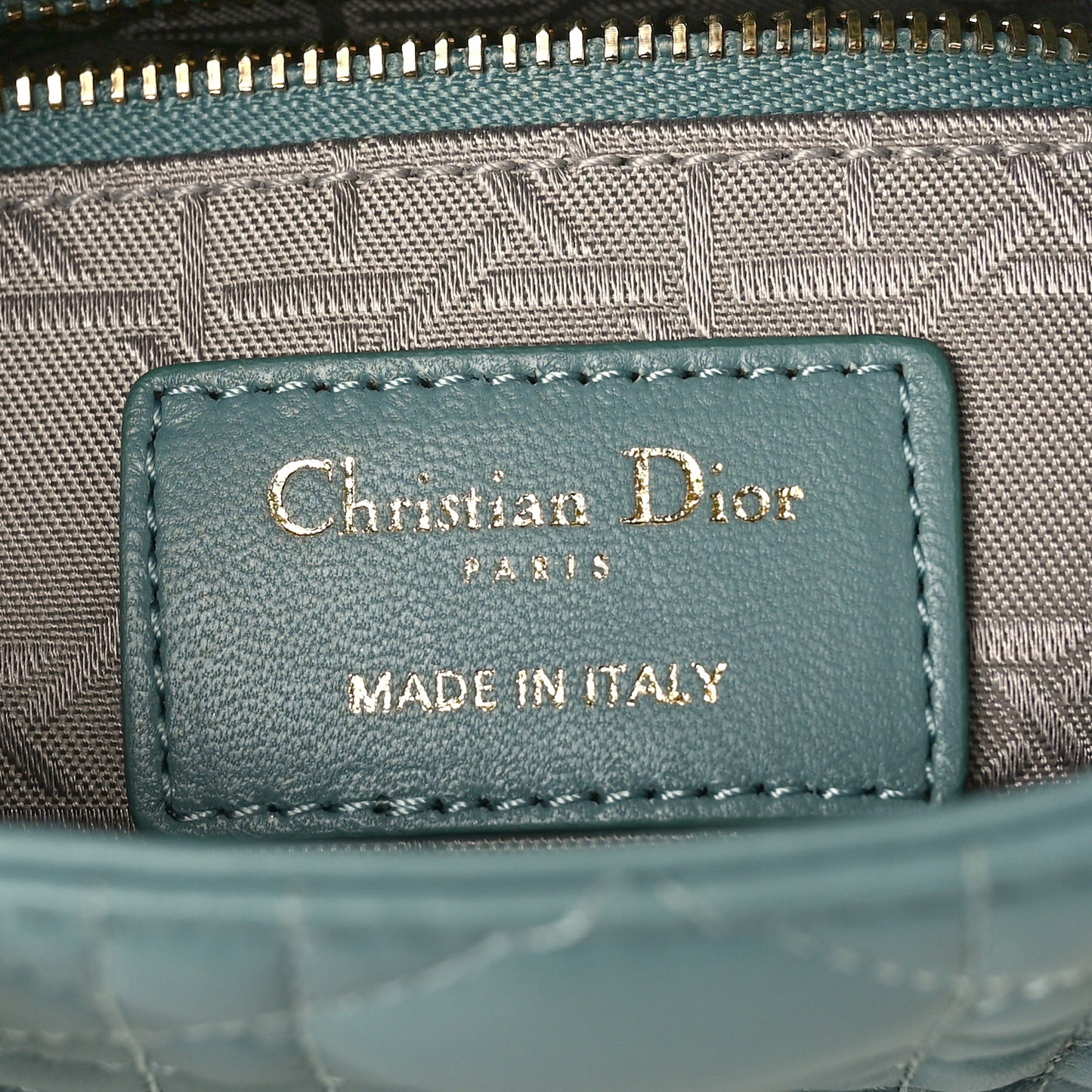 Lambskin Cannage Mini Lady Dior Storm Blue