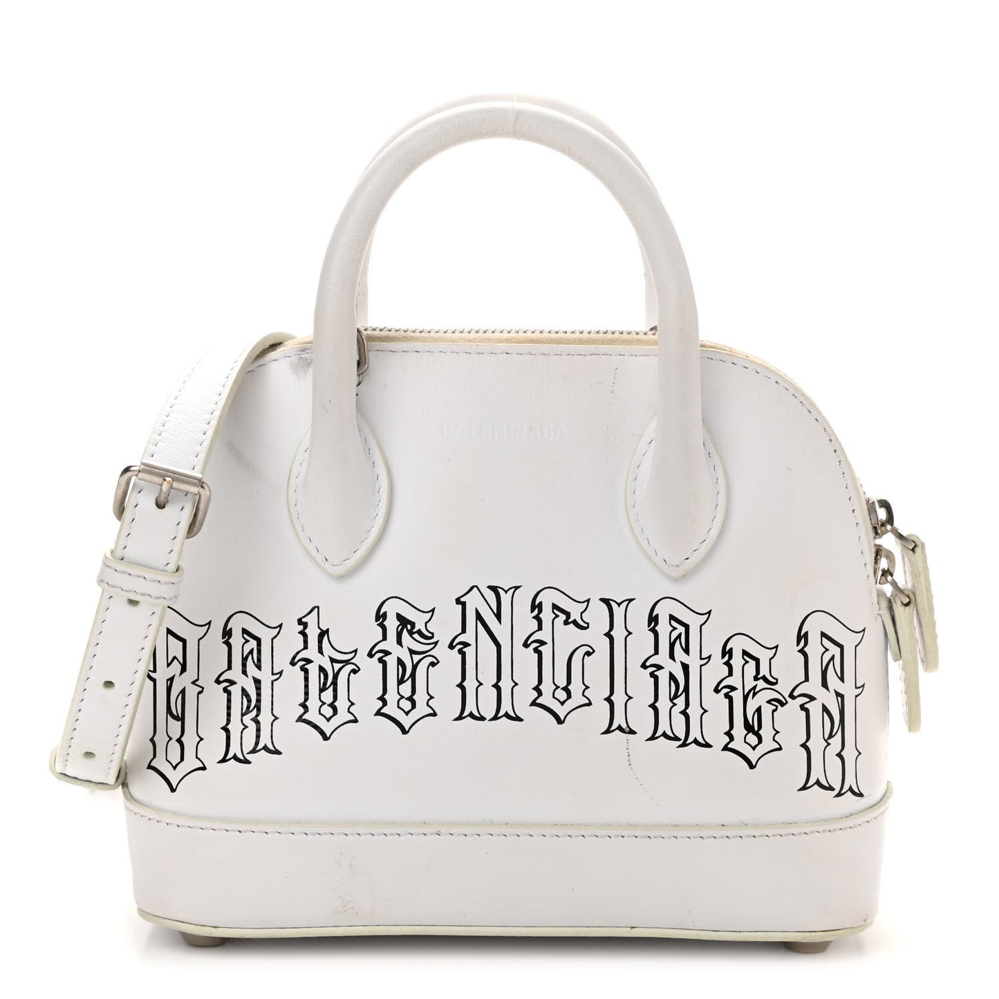 Calfskin Gothic Logo XXS Ville Top Handle Bag White