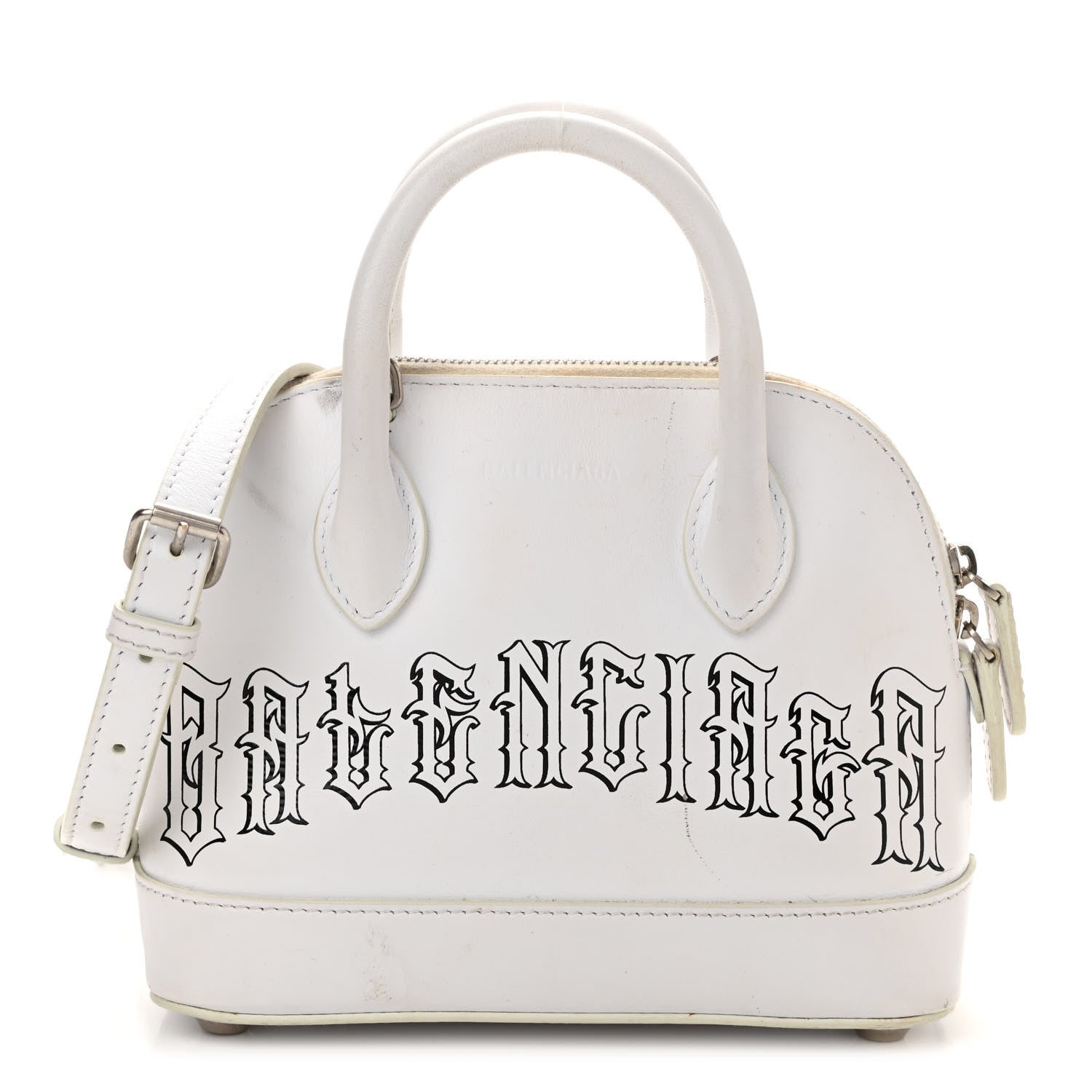 Balenciaga Calfskin Gothic Logo XXS Ville Top Handle Bag White 1 of 13