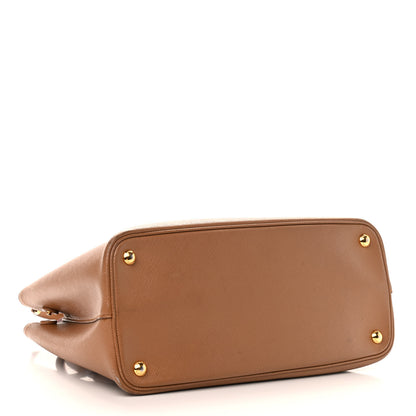 Prada Saffiano Cuir Medium Double Bag Caramel Fuoco 4 of 19