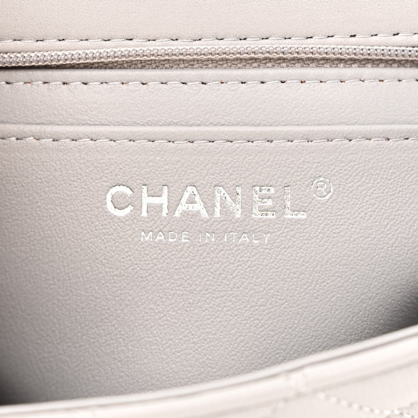 Lambskin Quilted Mini Rectangular Flap Grey