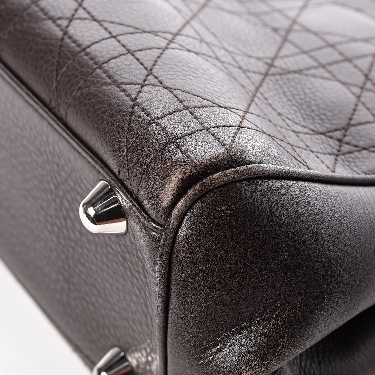 Christian Dior Calfskin Cannage Shoulder Bag Dark Brown 14 of 24