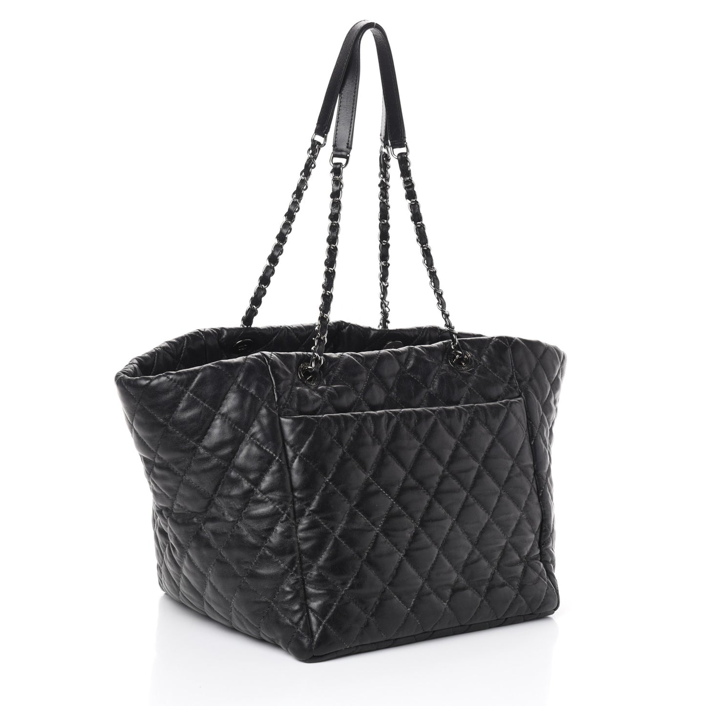 Lambskin Quilted Week End on Mars Tote Black