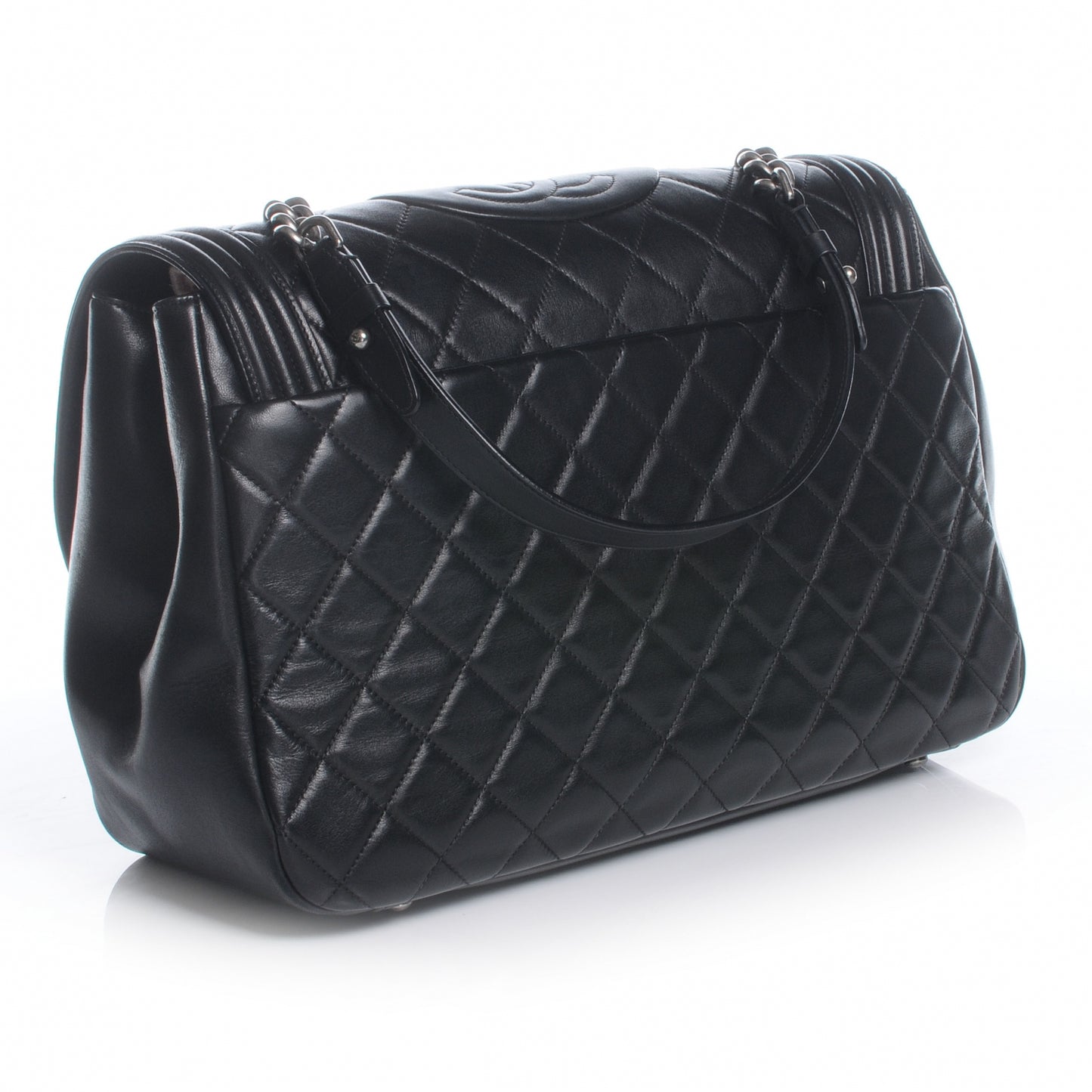 Lambskin Quilted Large Antik Boy Flap Black