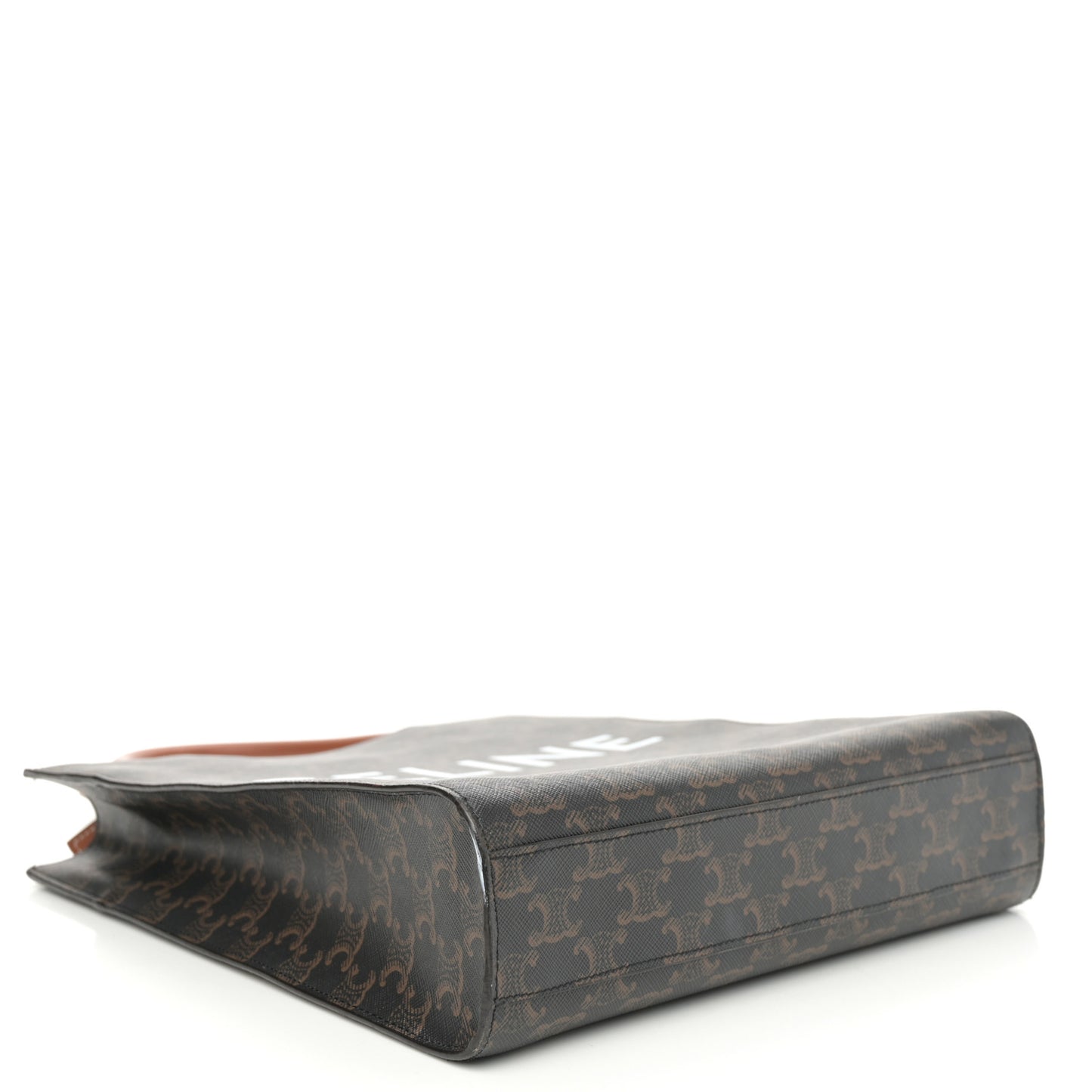 Triomphe Canvas Calfskin Small Vertical Cabas Tan