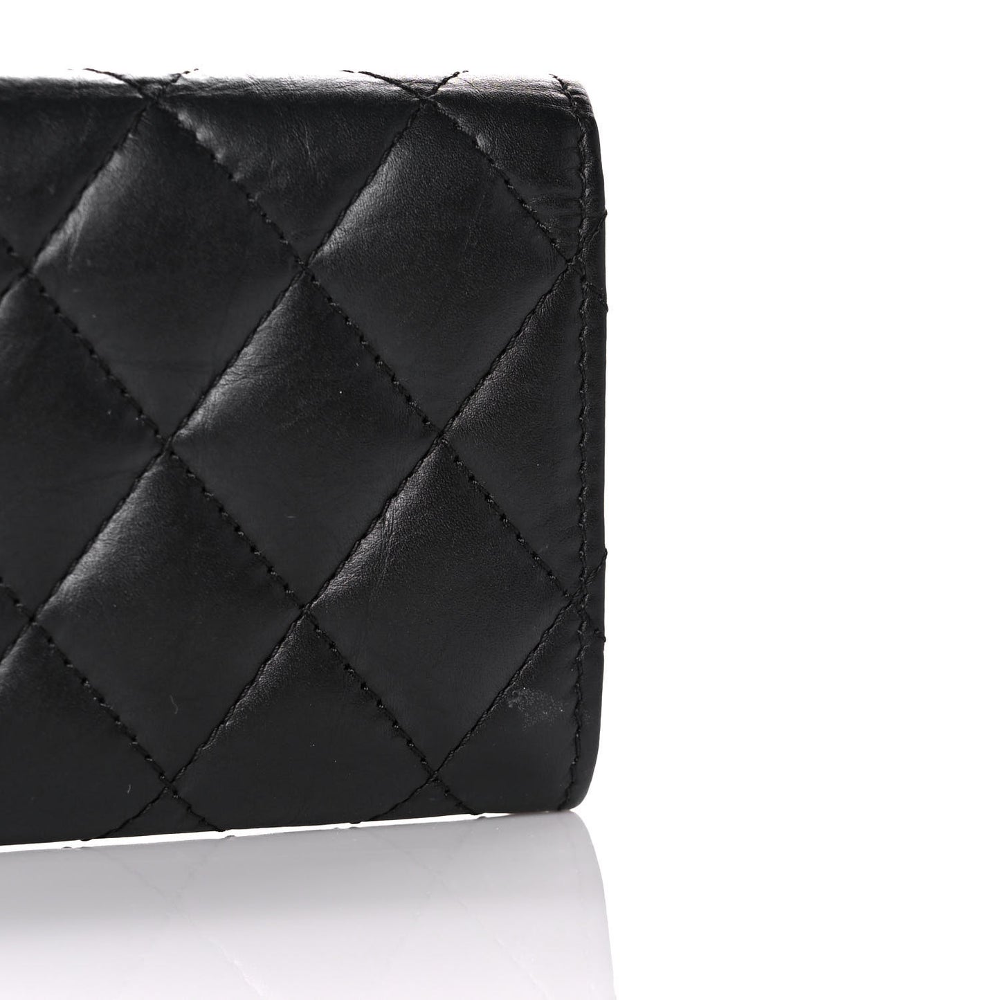Aged Calfskin Quilted Reissue Flap Card Holder Black