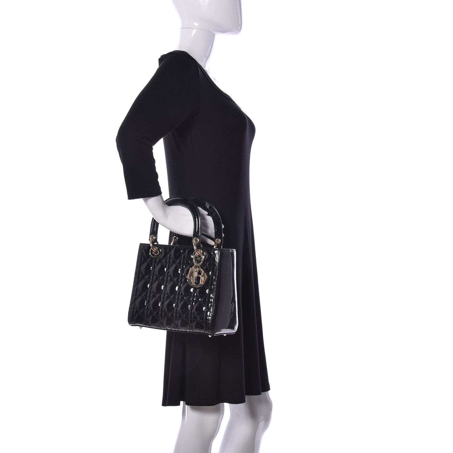 Christian Dior Patent Cannage Medium Lady Dior Black 3 of 9