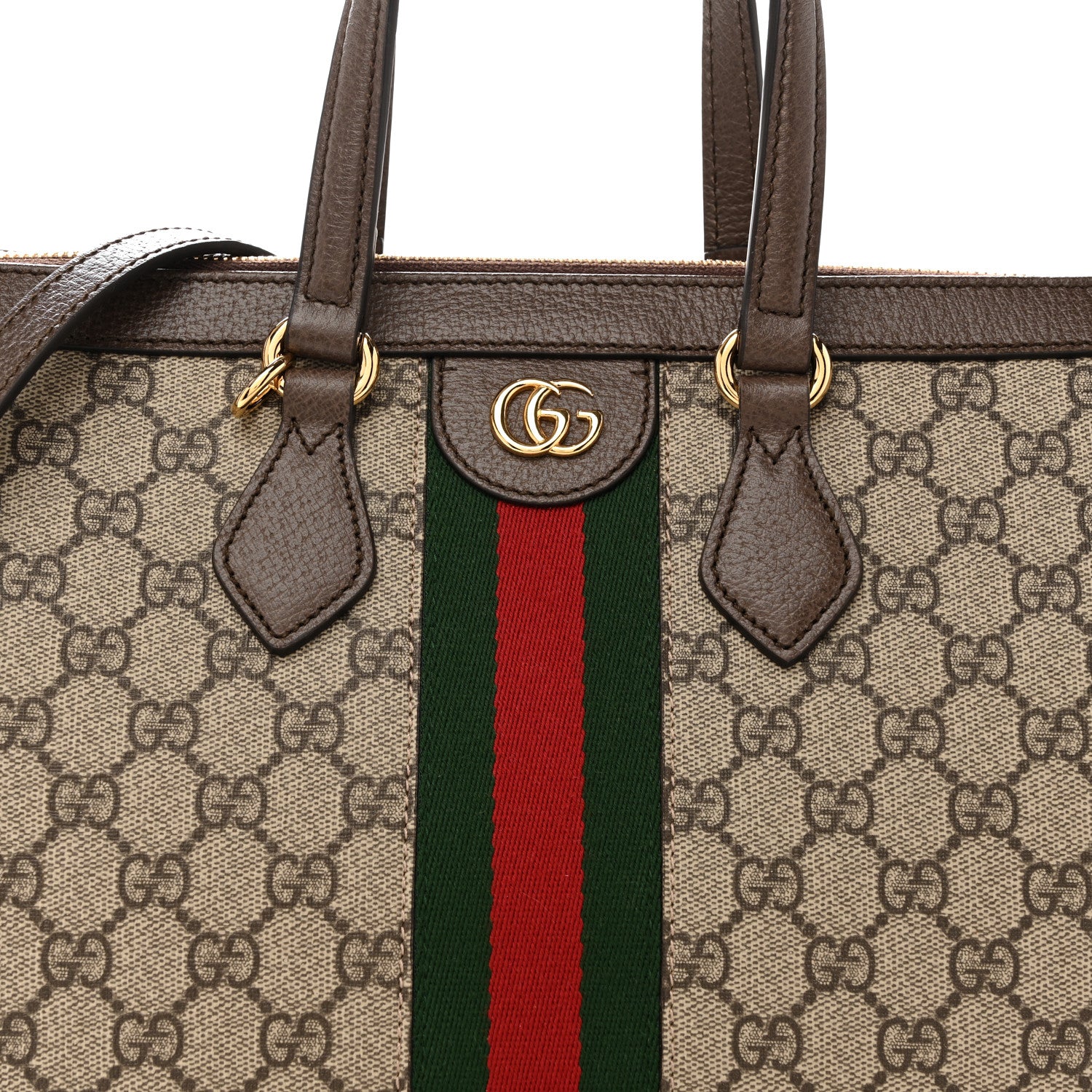 Gucci GG Supreme Monogram Web Medium Ophidia Tote Bag Brown 8 of 10