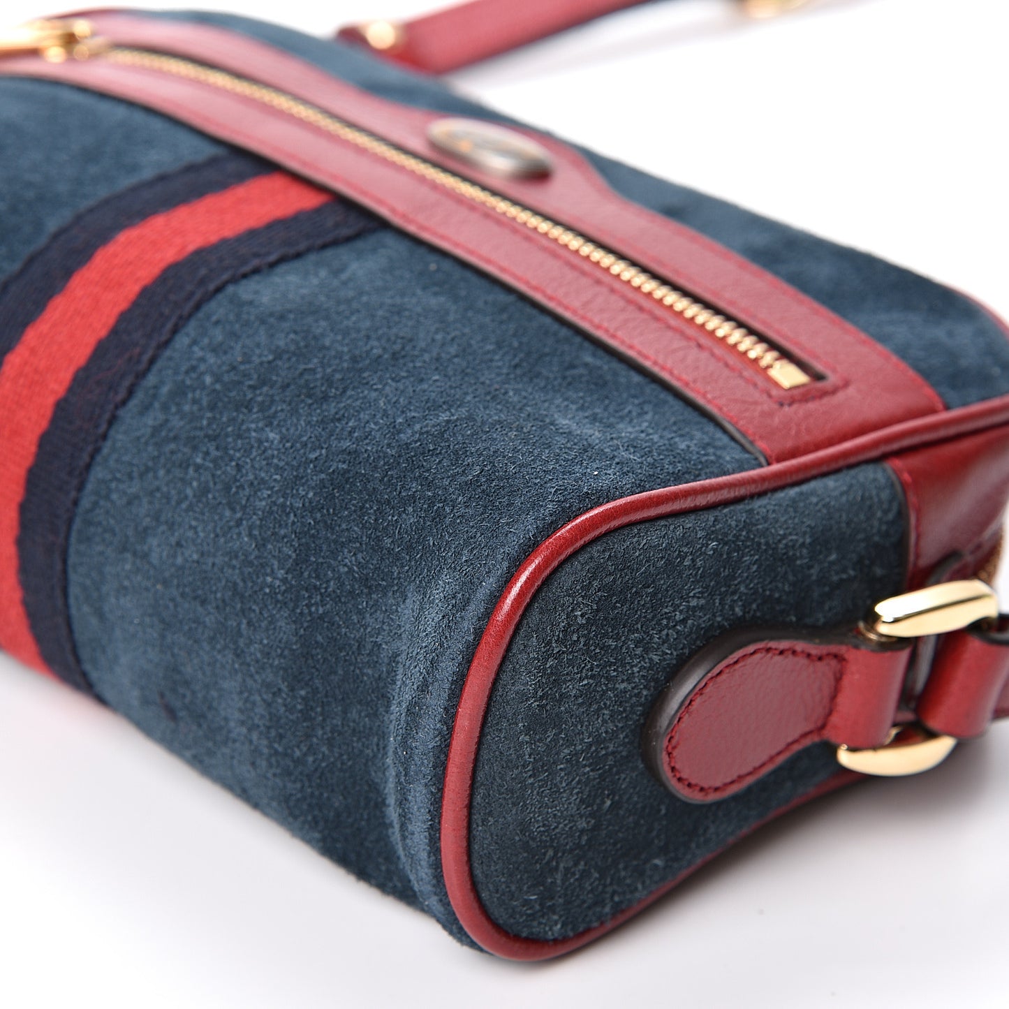 Suede Calfskin Web Mini Ophidia Shoulder Bag New Blue Romantic Cherry